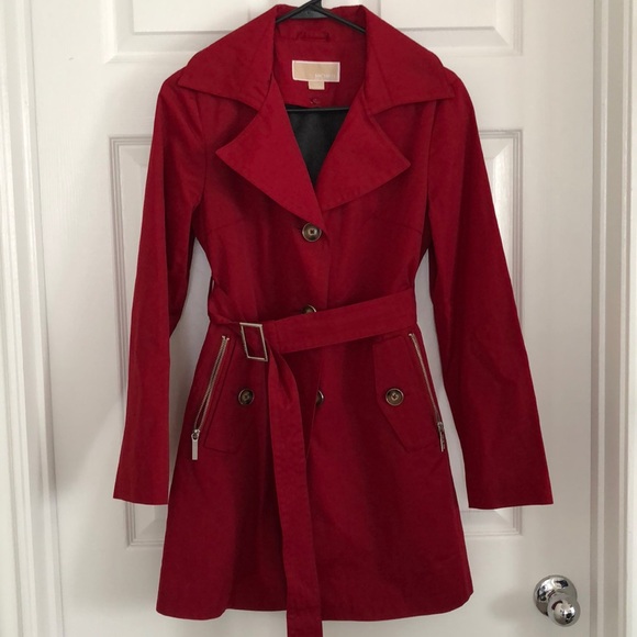 Michael Kors Red Trench Raincoat - Picture 1 of 5